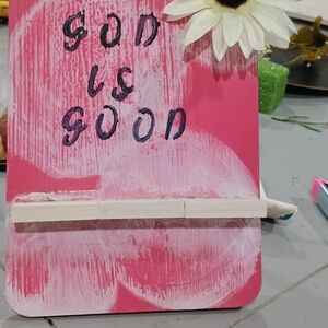 Pink and White Floral Plaque